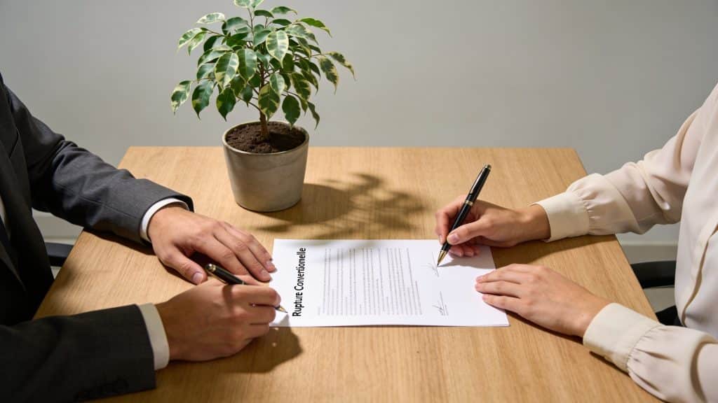 Employeur et salarie signent une rupture conventionnelle