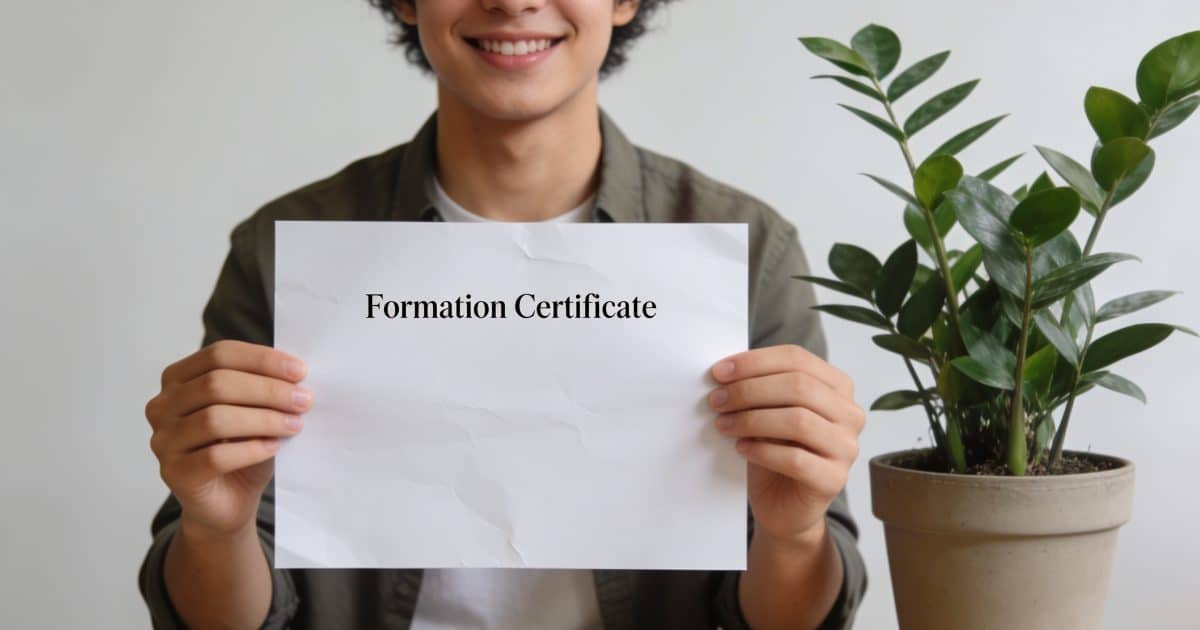 Jeune adulte recoit certificat de formation avec sourire