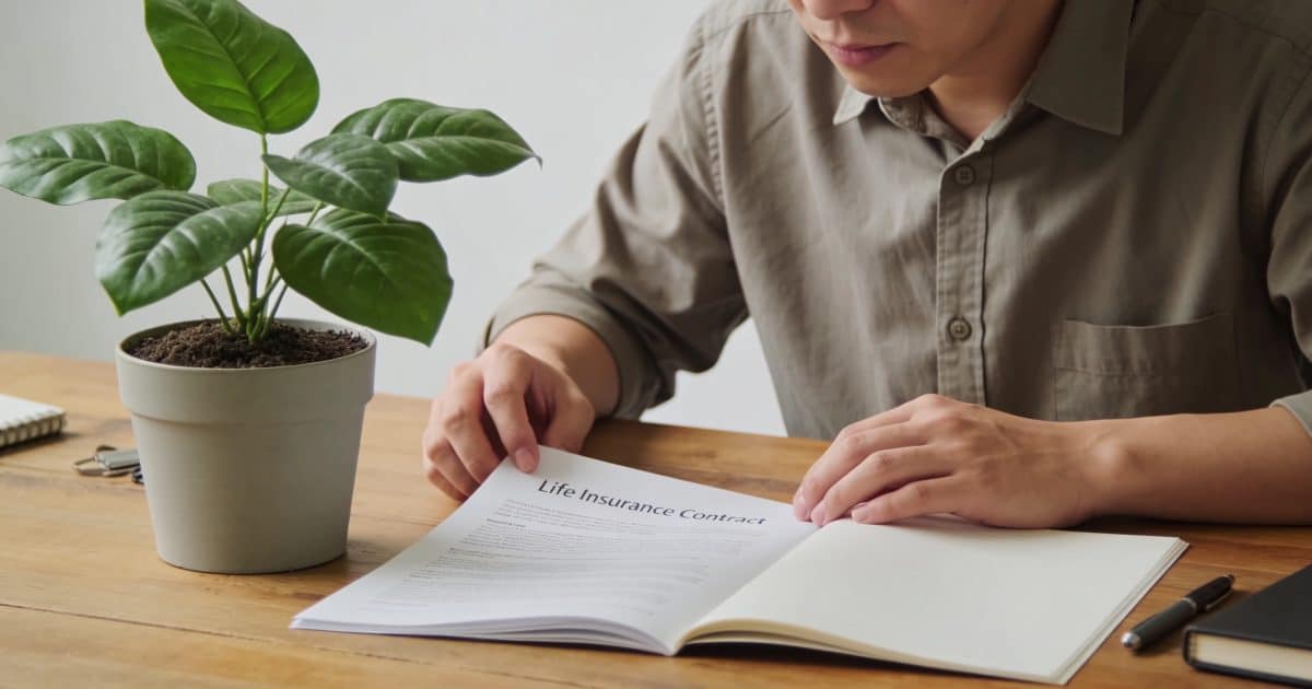 personne consulte contrat assurance vie sur bureau