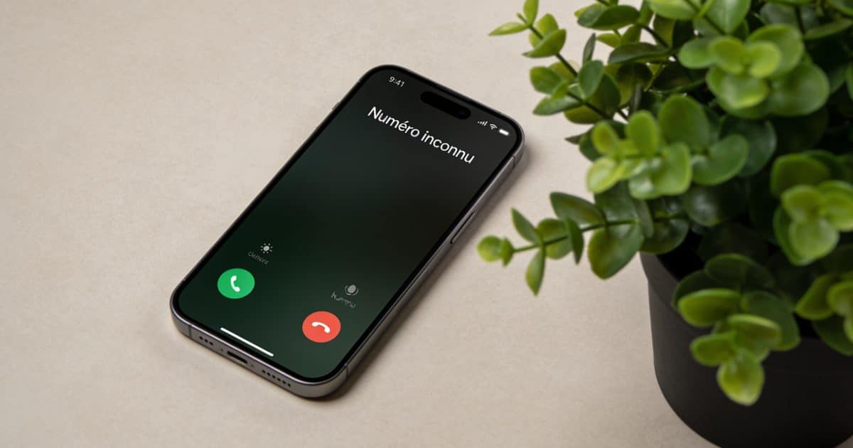 Smartphone affiche ecran dappel avec numero inconnu