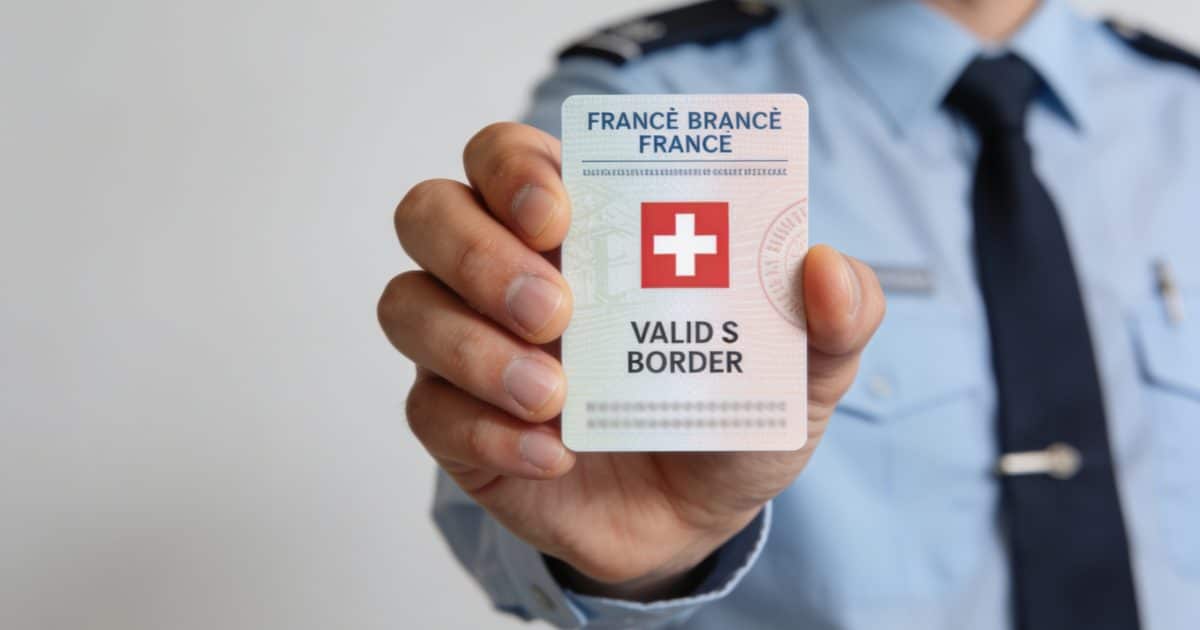 Travailleur frontalier francais montre permis frontaliers suisse