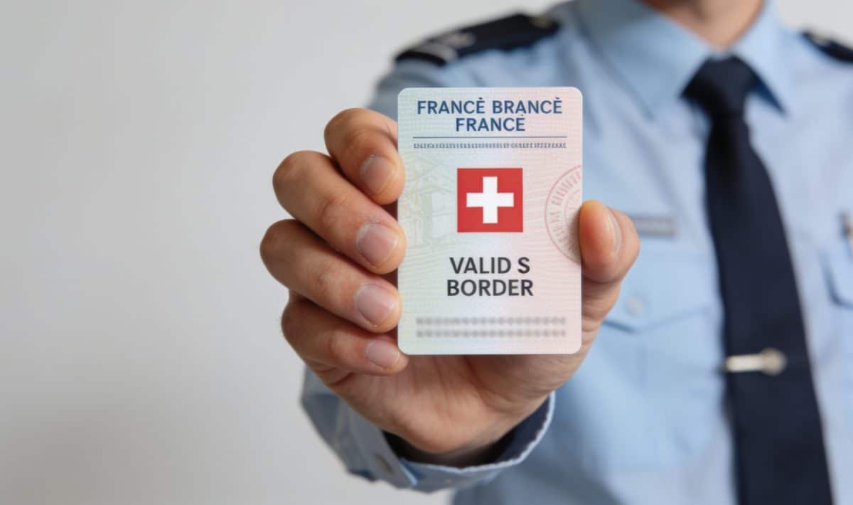 Travailleur frontalier francais montre permis frontaliers suisse