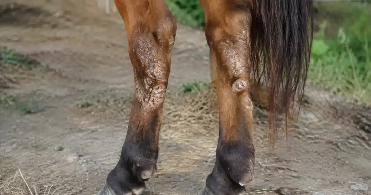 Jambes arrieres de jument couvertes de croutes